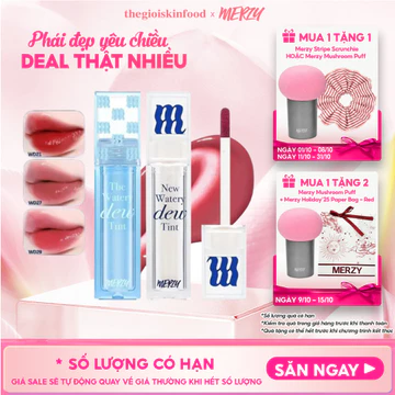 [Merzy New Dew] Son Tint Bóng Merzy Dạng Thạch Lâu Trôi, Môi Ẩm Mịn The Watery Dew Tint 4g ThegioiSkinfood