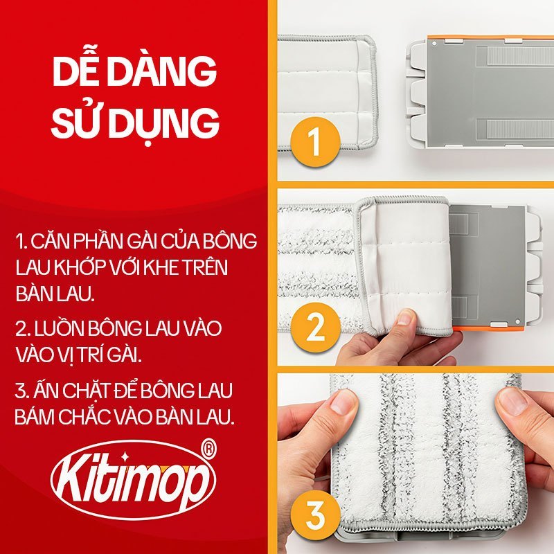 Bộ lau nhà tự vắt KITIMOP PRO MAX thùng 2 ngăn giặt vắt có bánh xe, bàn lau 38cm, kèm 3 bông lau | BigBuy360 - bigbuy360.vn