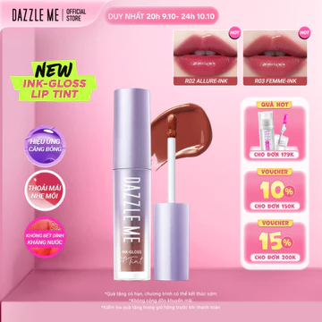 Son tint bóng DAZZLE ME Ink-Gloss Lip Tint Căng bóng dưỡng ẩm bền màu mọng nước mỏng nhẹ 2.5ml