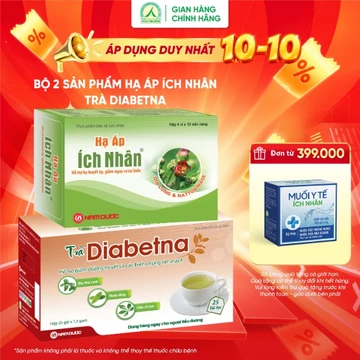 Bộ 2 Sản Phẩm Viên Uống Hạ Áp Ích Nhân Và Trà Diabetna Hỗ Trợ Đường Huyết Và Mỡ Máu, Giảm Nguy Cơ Tai Biến Hiệu Quả