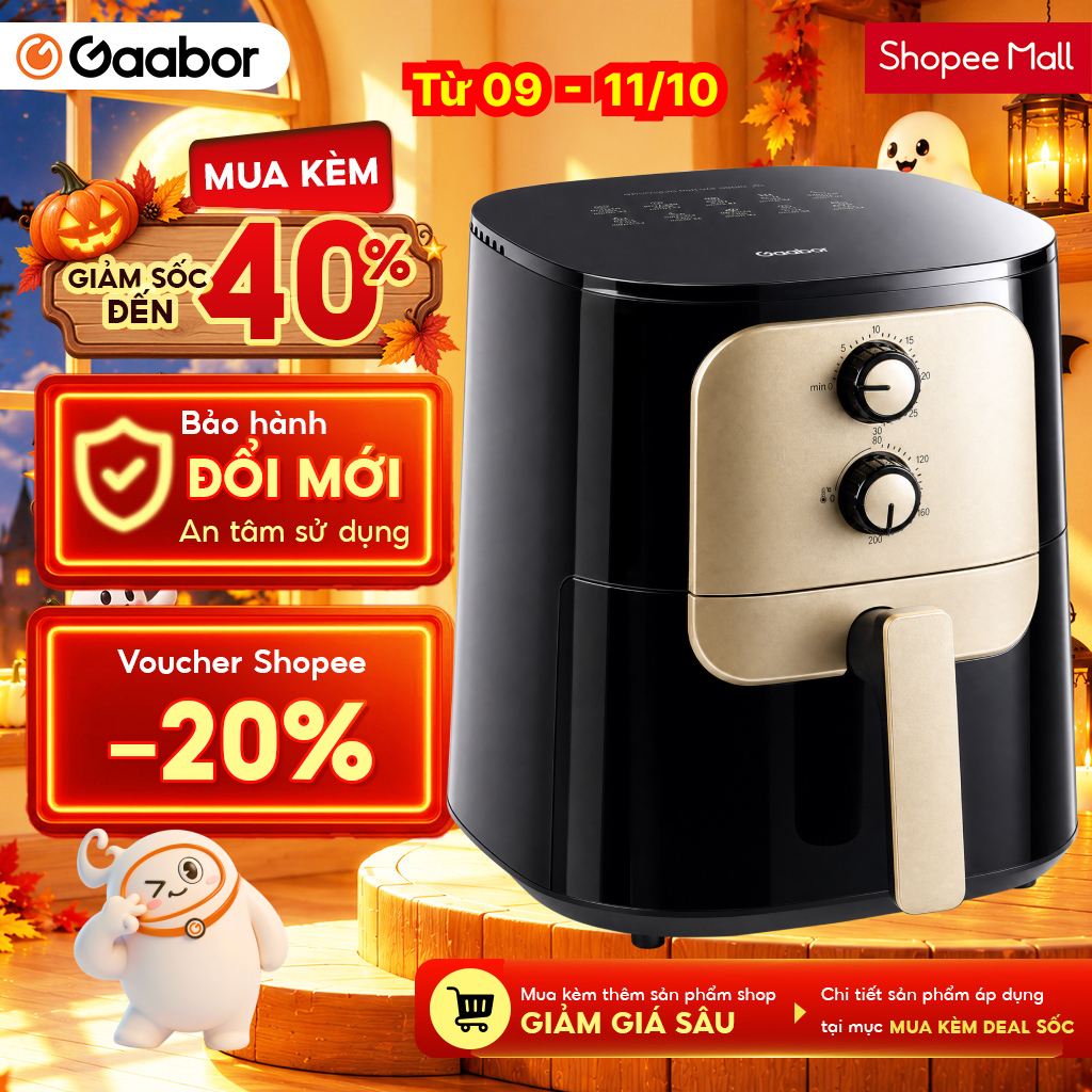 Nồi chiên không dầu GAABOR 6.5 lít AF65M-BK01A / AF65M-BK01S dung tích lớn, công suất mạnh 1400W nồi chiên đa năng