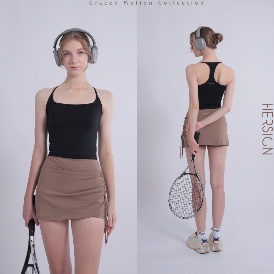 HERSIGN Set váy thể thao nữ Đồ tennis nữ Áo tanktop chân váy cầu lông pickleball SMIXA24V14C BST HERSIGN GRACED MOTION