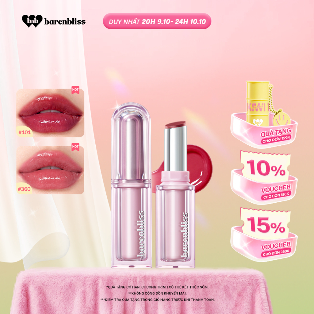 Son thỏi bóng Barenbliss Butter Melt Tinted Lipstick lâu trôi mềm mịn không lem 2.7g