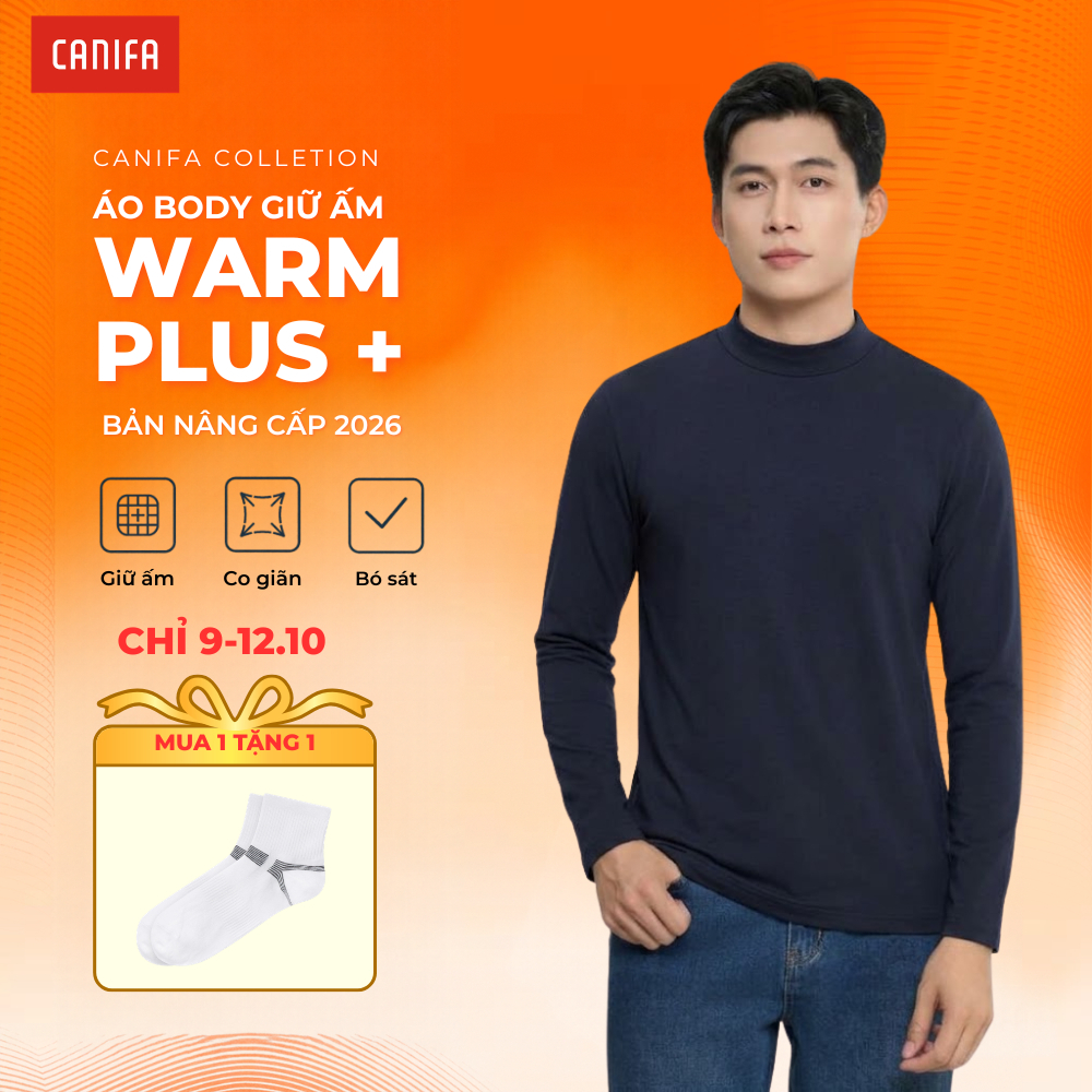 Áo body dài tay nam cổ lửng giữ ấm phom slimfit ôm co giãn CANIFA  8IT26W009