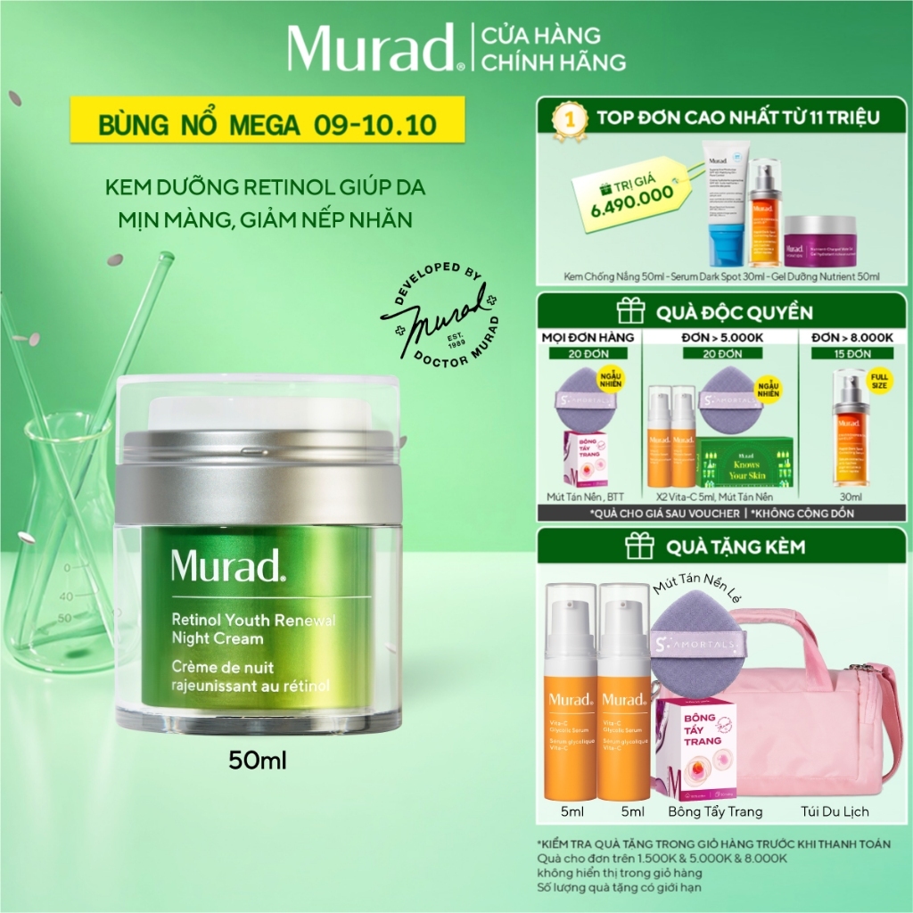 Kem dưỡng ẩm Retinol giúp da mịn màng và làm mờ nếp nhăn Murad Retinol Youth Renewal Cream 50ml