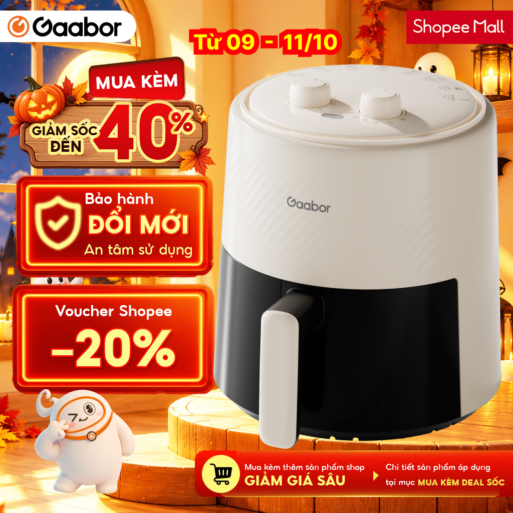 Nồi chiên không dầu 4L Gaabor AF-40M01A 1300W chống dính khí nóng đối lưu dễ sử dụng một núm xoay