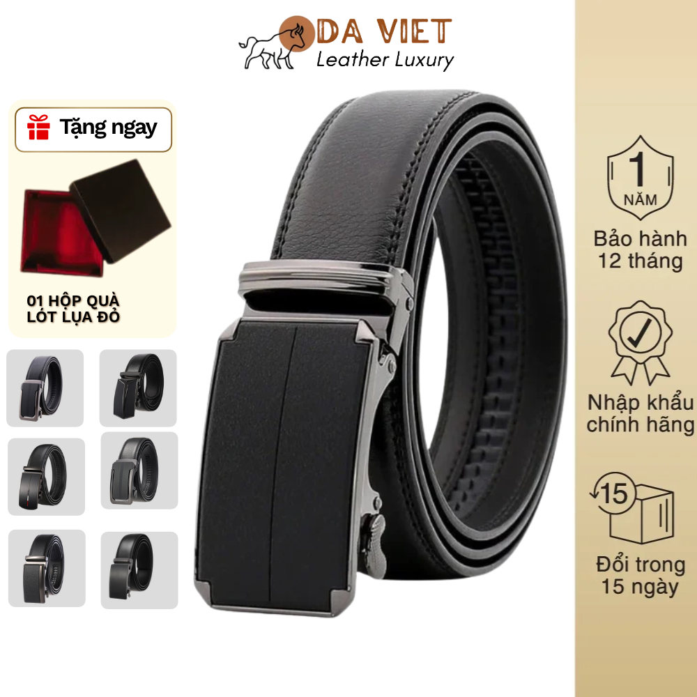 Thắt lưng nam cao cấp da bò thật không bong tróc, khóa tự động, phù hợp đi học đi làm, Bảo Hành TRỌN ĐỜI [NEW2026]