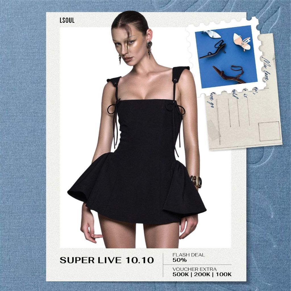 LSOUL Đầm 2 Dây Xòe Cúp Ngực Nữ Tính Sang Trọng Đi Tiệc Weaty Dress - V24031603