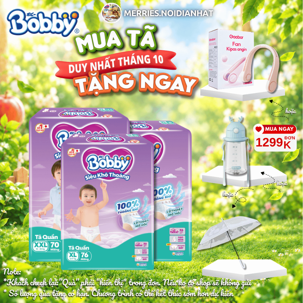 [CHÍNH HÃNG] Tã BOBBY ULTRA đủ size M96/L88/XL74/XXL70 siêu nhiều miếng