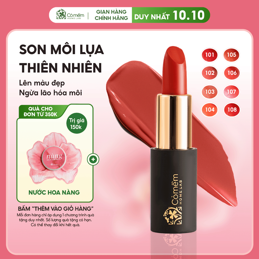 Son Môi Lụa Thành Phần Thiên Nhiên Bảng Màu Đẹp Đa Dạng Cỏ Mềm 4g