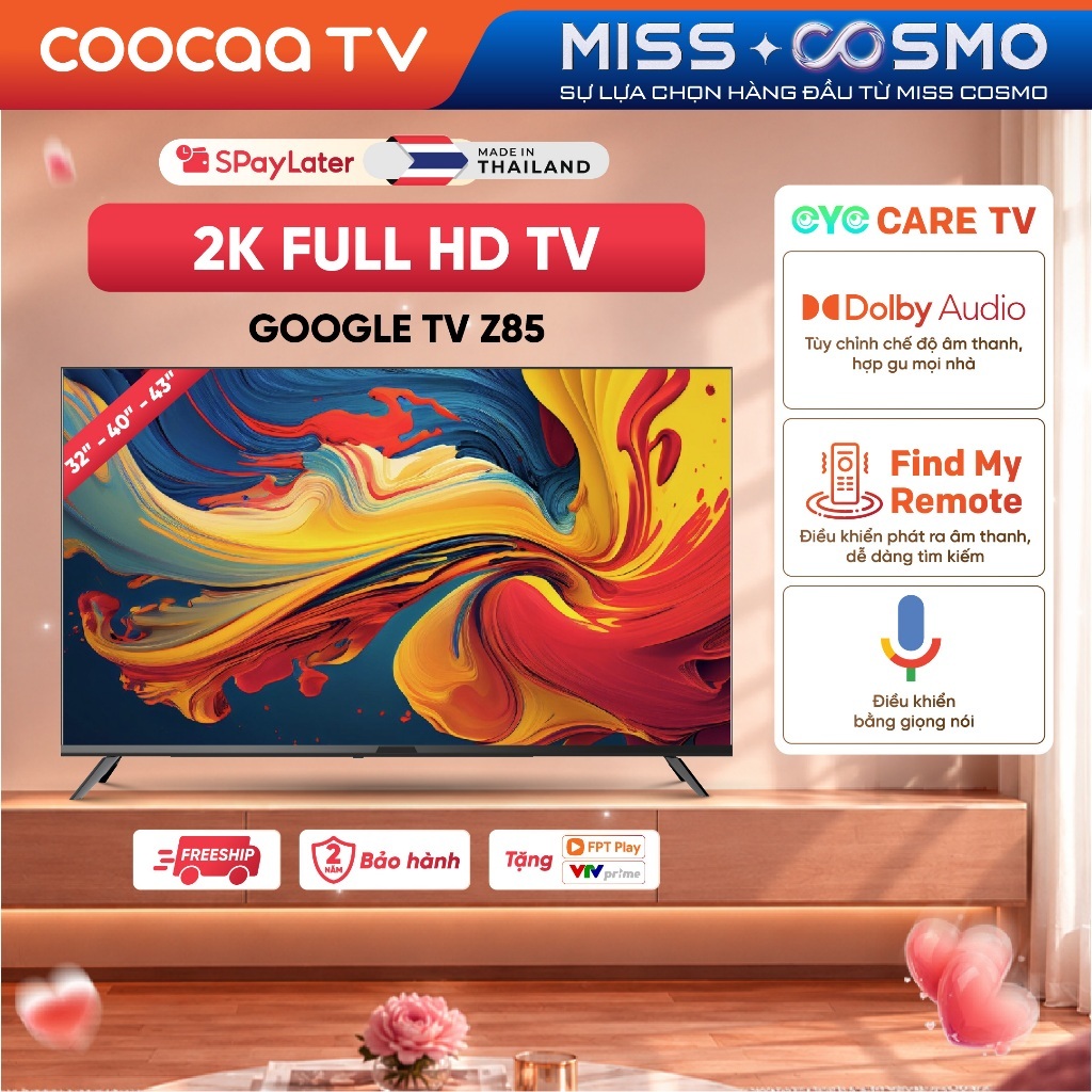 Smart Google TV COOCAA 32 inch HD 32Z85 |40-43 inch FHD 40Z85 43Z85 | Điều Khiển Bằng Giọng Nói| Miễn phí lắp đặt HCM-HN