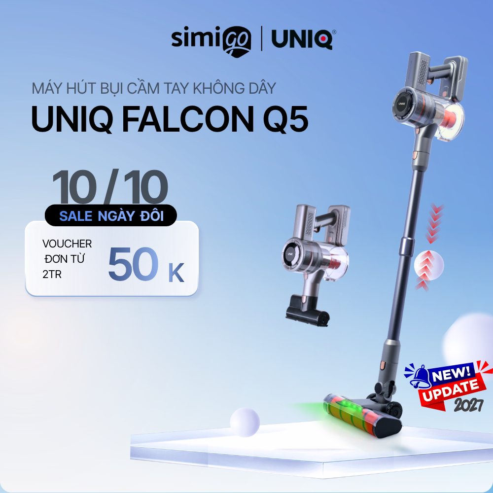 Máy hút bụi cầm tay không dây UNIQ Falcon Q5 cây hút bụi lau nhà giường nệm gia đình đa năng xe ô tô ga sofa mini