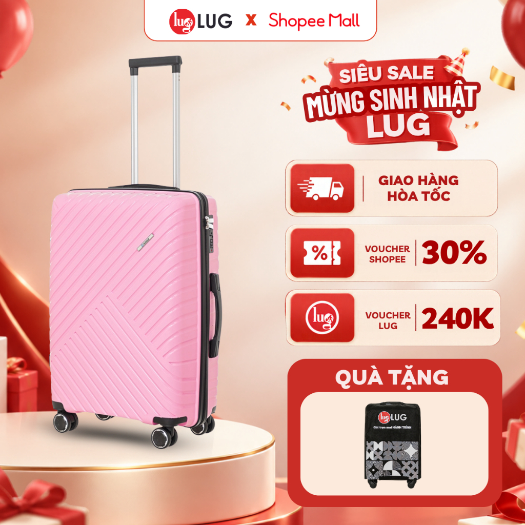 Vali Kéo LUG Holdall MP807- Size 20/24/28 - Nhựa PP chống bể vỡ,Màu Sắc Trẻ Trung, Khoá Số Bảo Mật