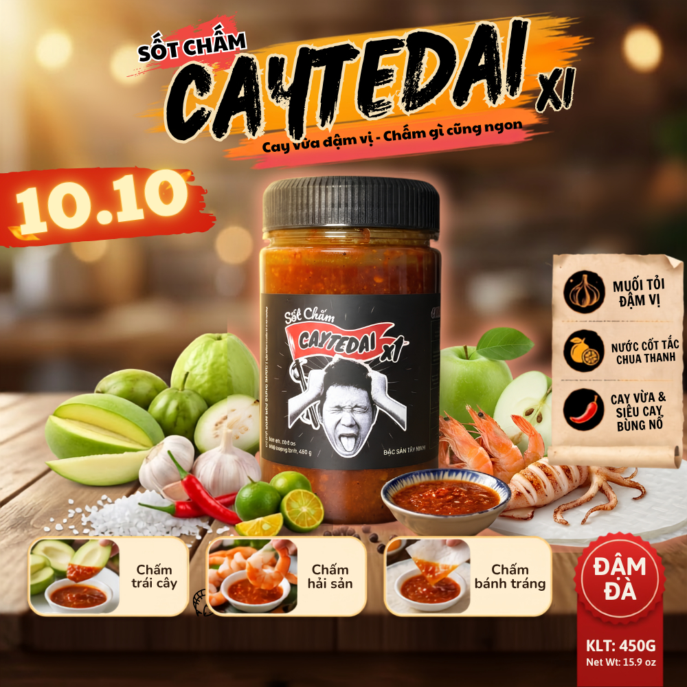 Sốt Chấm CayTeDai x1 CAY VỪA - Sốt Muối Chấm Lâm Vlog Cay Tê Dại x1