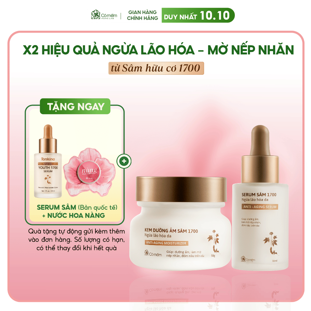[MUA 2 TẶNG 1]Combo 2 Bước Chuyên Sâu Sâm 1700 Cấp Ẩm Ngừa Lão Hoá Da Cỏ Mềm