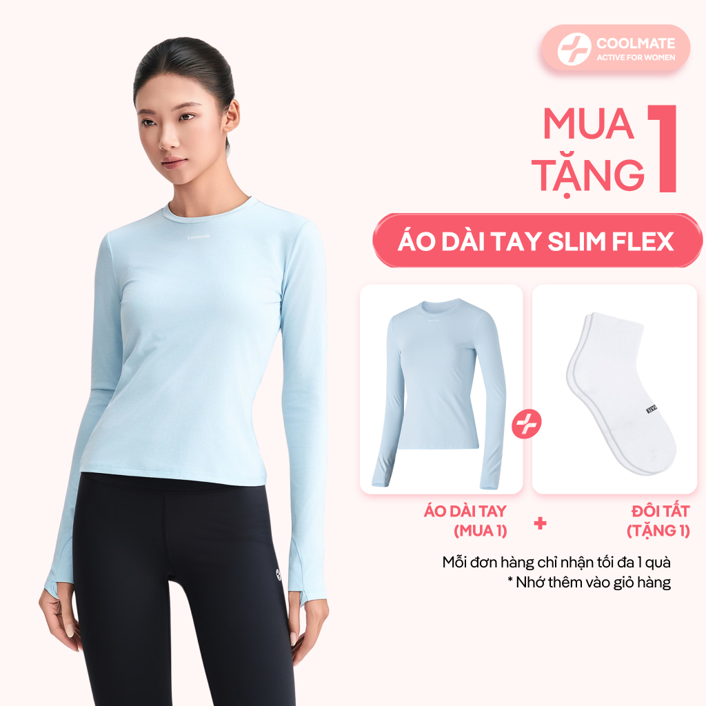 [TẶNG TẤT] Áo dài tay thể thao đi chơi nữ thể thao Slim Flex - Coolmate Active For Women