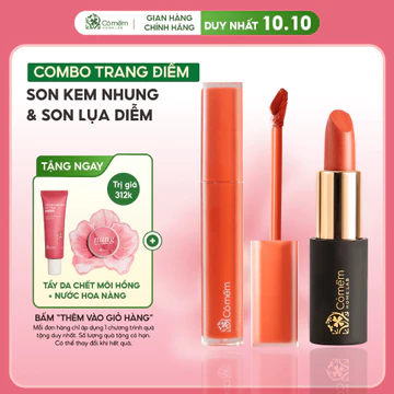 Combo Son Kem Nhung Và Son Môi Lụa Diễm Lì Mượt Dưỡng Môi Xinh Đẹp Cỏ Mềm