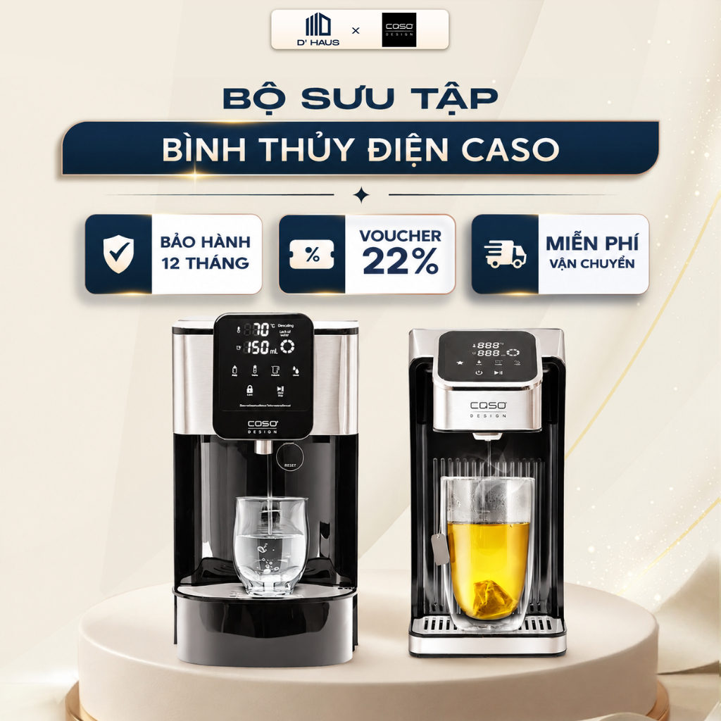 [NEW] BST Bình thuỷ điện CASO Chính Hãng, Đun Sôi Nhanh, Điều Chỉnh Nhiệt Độ, Khoá An Toàn, BH 24 Tháng
