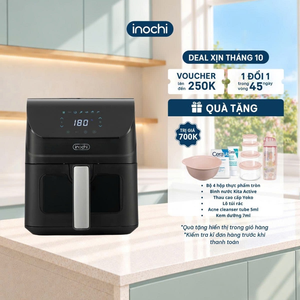 Nồi Chiên Không Dầu Inochi Akiba 4L Cảm Ứng - Nhỏ Gọn, Hiện Đại, Cho Bữa Ăn Lành Mạnh