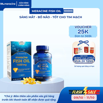 [LIVE KOL] Viên Uống Dầu Cá Meracine Fish Oil Bổ Sung Omega 3, Hỗ Trợ Sáng Mắt, Bổ Não, Bảo Vệ Tim Mạch Hộp 90 Viên