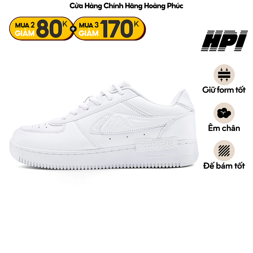 Giày Thể Thao Nam Nữ KAPPA Da Nhân Tạo Đế TPR Êm Chân Chống Trượt Màu Trắng 35225EW