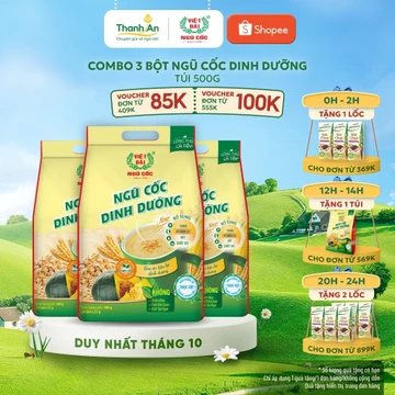 Combo 3 Bột Ngũ Cốc Dinh Dưỡng VIỆT ĐÀI Bổ Sung Các Chất Dinh Dưỡng Tốt Cho Hệ Tiêu Hóa Túi 500g