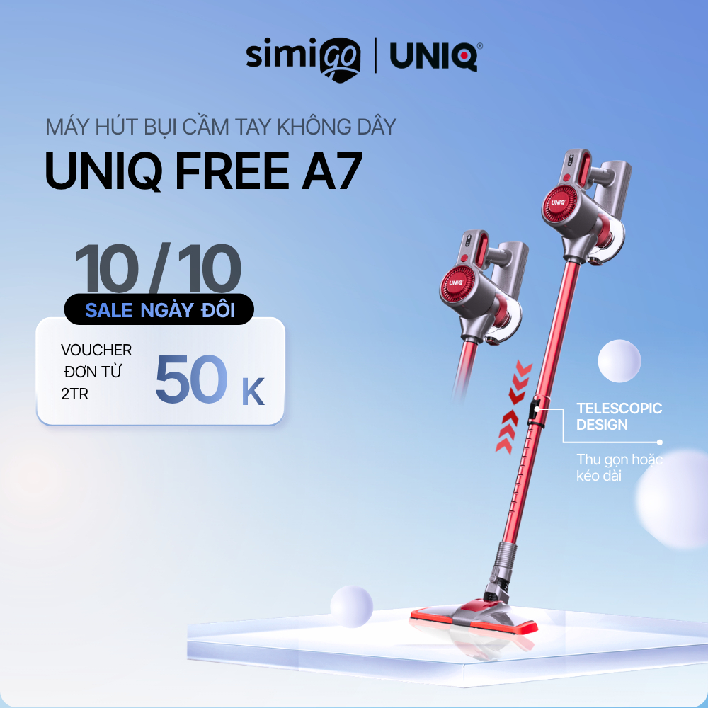 Máy hút bụi cầm tay không dây UNIQ Free A7 hút bụi giường nệm gia đình đa năng cây hút bụi ô tô ghế sofa