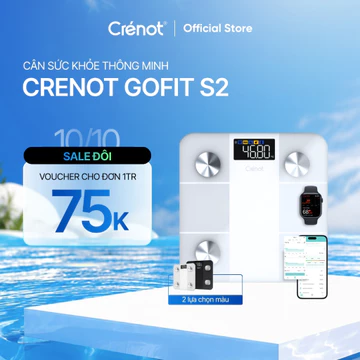 Cân sức khỏe điện tử Crenot Gofit S2 cân phân tích lượng mỡ đo 20 chỉ số cơ thể thông minh cân y tế điện tử mini inbody