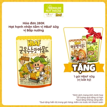 💥[Đơn 280k Tặng 1 Gói Wasabi / Bơ Tỏi 40g - Gói 40G] Hạt Hạnh Nhân Tẩm Vị Bắp Nướng HBAF Hàn Quốc Ăn Vặt Ngon Tiện Lợi
