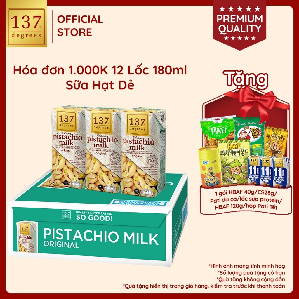[MUA THÙNG 12 LỐC TẶNG 5 GÓI HẠNH NHÂN HBAF] Sữa Hạt Dẻ 137 Degrees 180ml Nhập Khẩu Thái Lan Dinh Dưỡng