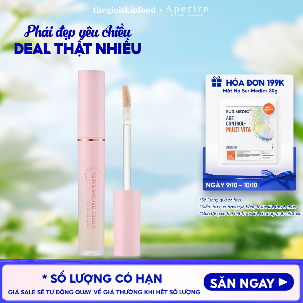 Kem Che Khuyết Điểm Aperire Mỏng Nhẹ, Lâu Trôi Daydream Cover Tip Concealer 4.5ml