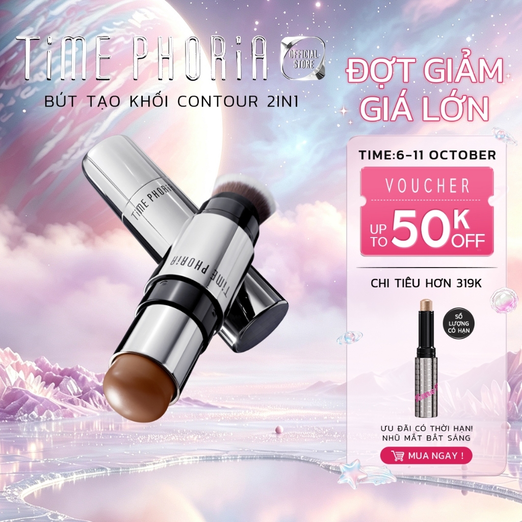 Bút tạo khối Time Phoria Contour 2in1 hiệu ứng 3D thon gọn mặt chuẩn màu lâu trôi trang điểm tự nhiên