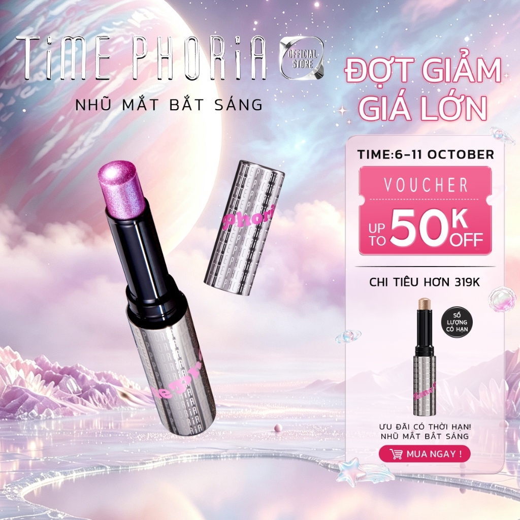 Nhũ mắt bắt sáng Time Phoria Eyeshadow Stick highlight chuẩn màu lâu trôi lấp lánh dễ dùng cho người mới