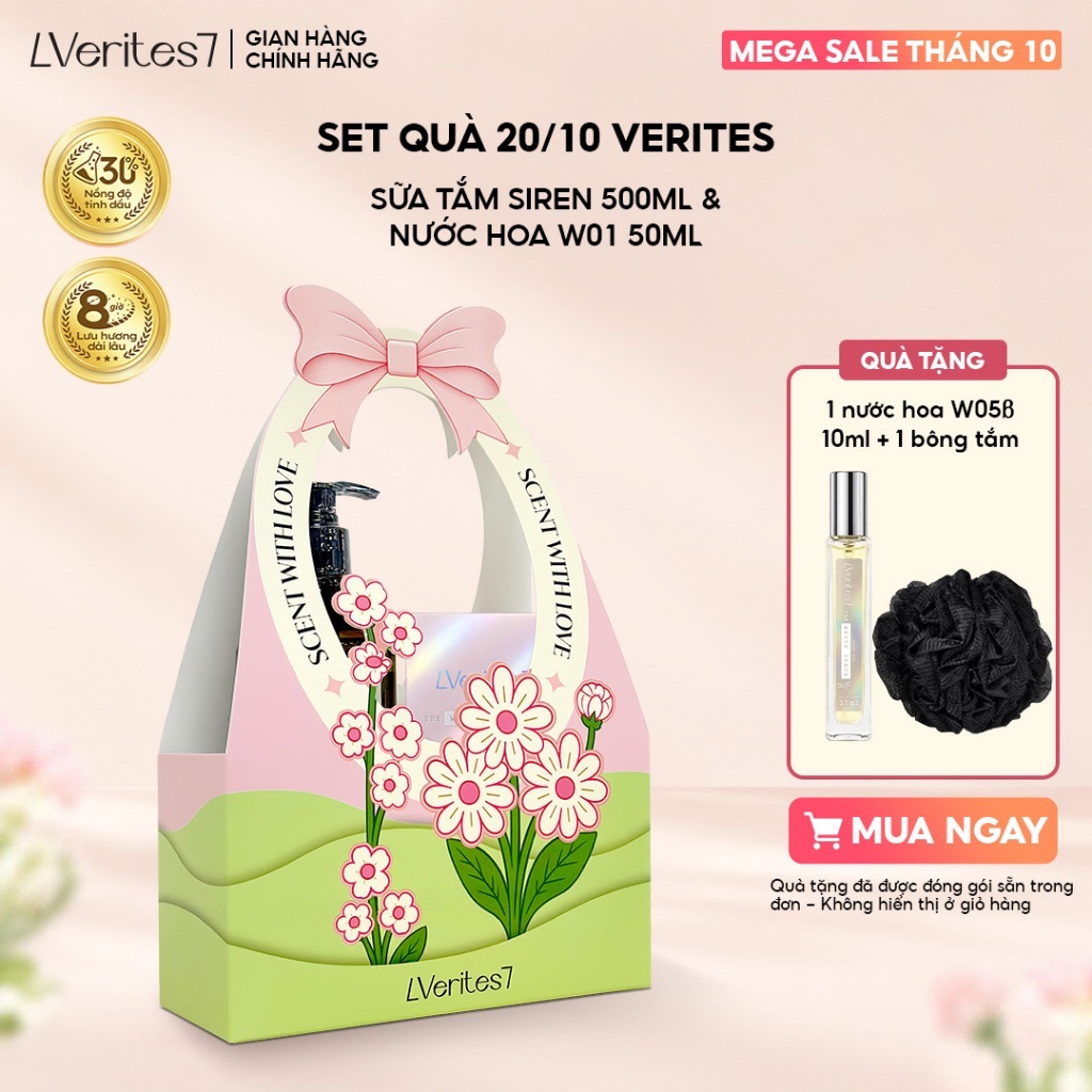 Set Quà 20/10 - Set Quà Tặng Nước Hoa VERITES EDP 30% & Sữa Tắm Hương Nước Hoa Ngọt Ngào Quyến Rũ