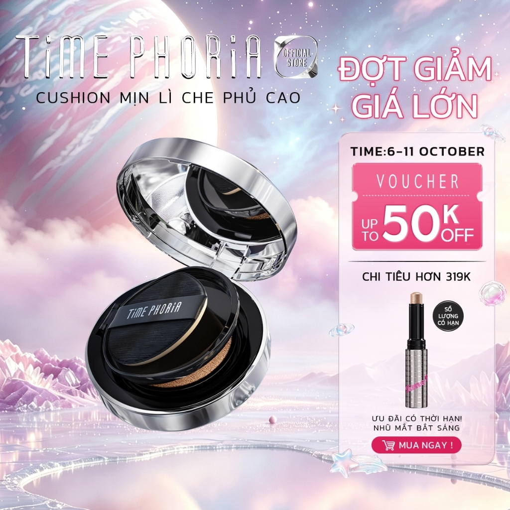 [NEW!] Cushion mịn lì Time Phoria che phủ cao kiềm dầu bền màu lâu trôi