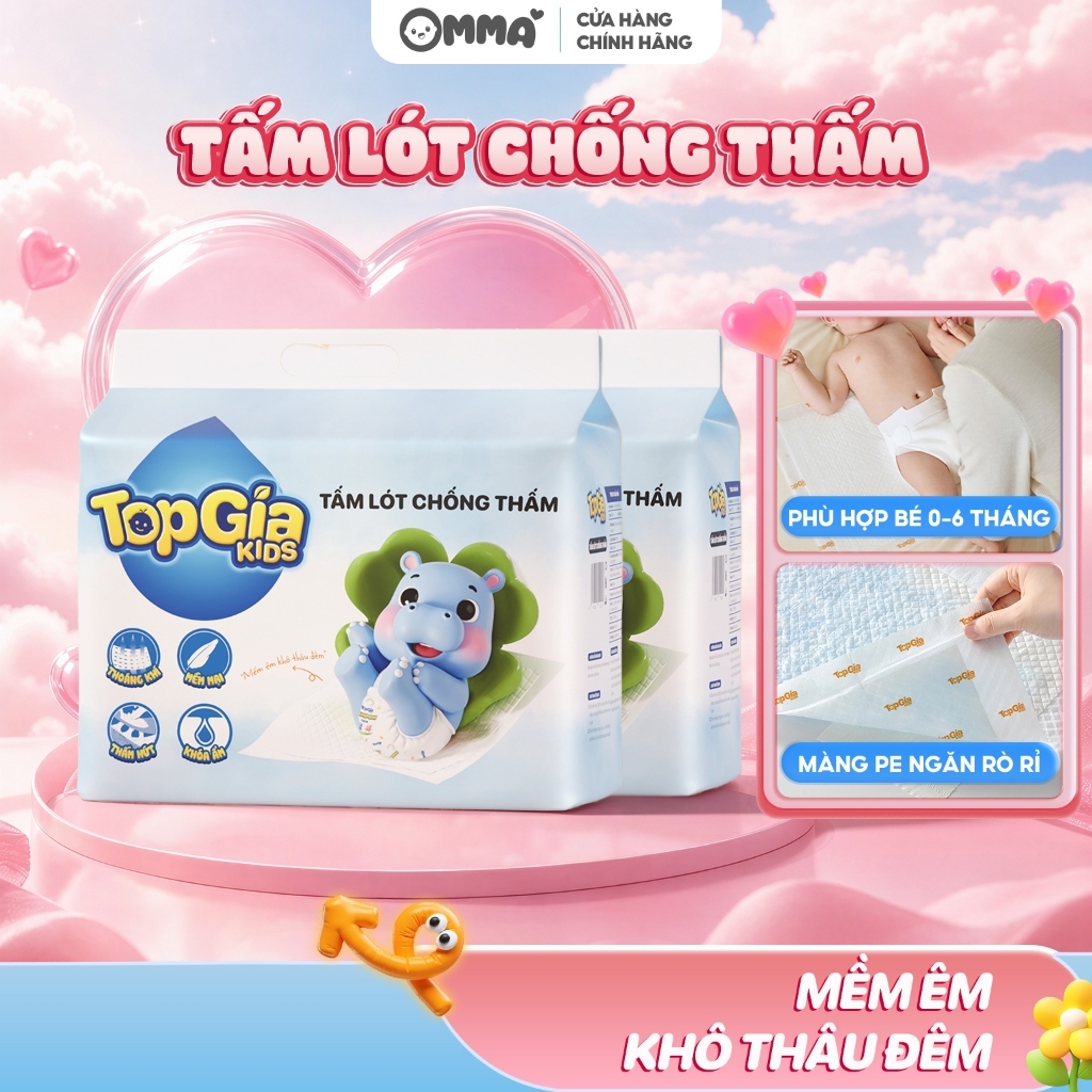 Tấm Lót Chống Thấm TOPGIAKIDS 35x45cm 100/150 miếng, Tấm Lót Su Thấm Hút Tốt, Thay Tã Dùng 1 Lần Tiện Lợi