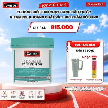 SWISSE x KOL - Viên Dầu Cá Hỗ Trợ Sức Khỏe Tim Mạch, Não Bộ, Thị Lực Swisse Ultiboost Odourless Wild Fish Oil 1000mg