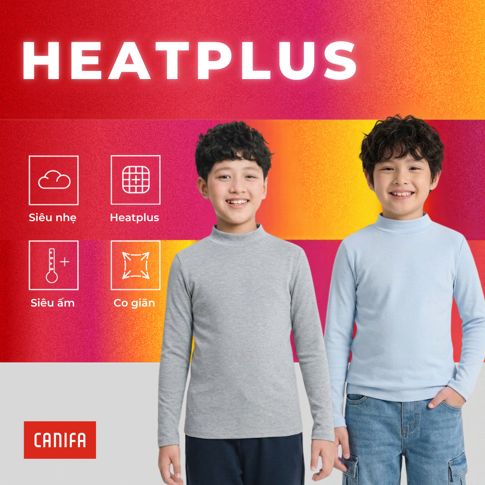 Áo giữ nhiệt bé trai CANIFA cổ lửng có chứng chỉ HEATPLUS giữ ấm nhẹ và thoáng khí 2IT26W003