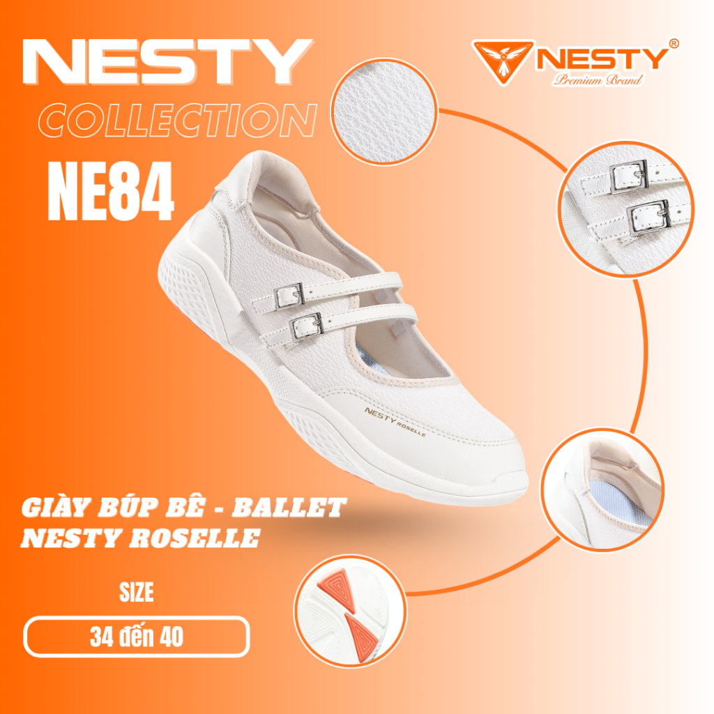[NE84]Giày Nữ NESTY ROSELLE - Giày Mary Jane Sneaker Búp Bê Thể Thao Da Cao Cấp Êm Chân Phong Cách Vintage ( KO1 )