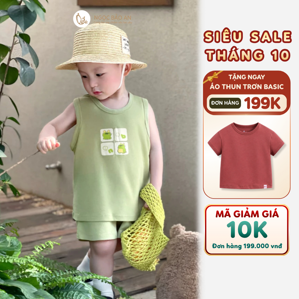 Bộ Sát Nách Trẻ Em Ngọc Bảo An (6M-6Y) Cotton Thoáng Mát, Thấm Hút Mồi Hôi Mặc Hè