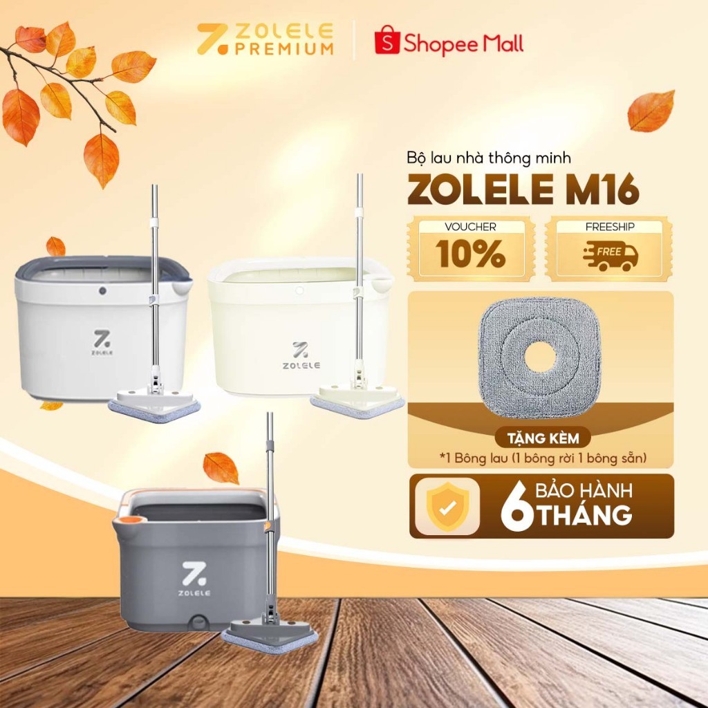 Bộ cây lau nhà ZOLELE 360 độ tự vắt 2 ngăn tách riêng nước bẩn M16 - Chính hãng | BigBuy360 - bigbuy360.vn