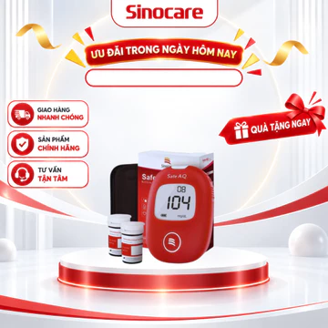 Máy Đo Đường Huyết Sinocare Safe AQ Smart Kèm 25 Que Thử Và 25 Kim Lấy Máu