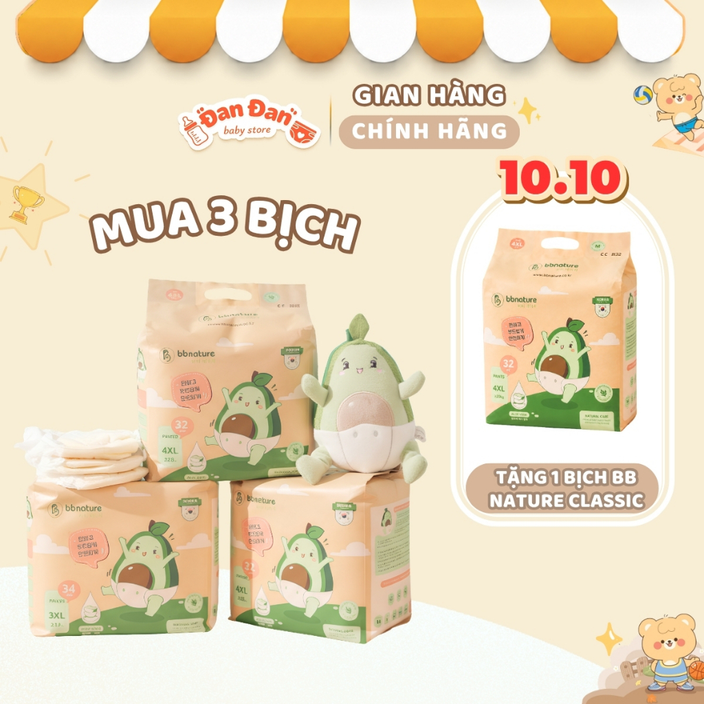 Tã Bỉm BB Nature Classic / Combo 3 TẶNG 1 BỊCH CHO BÉ