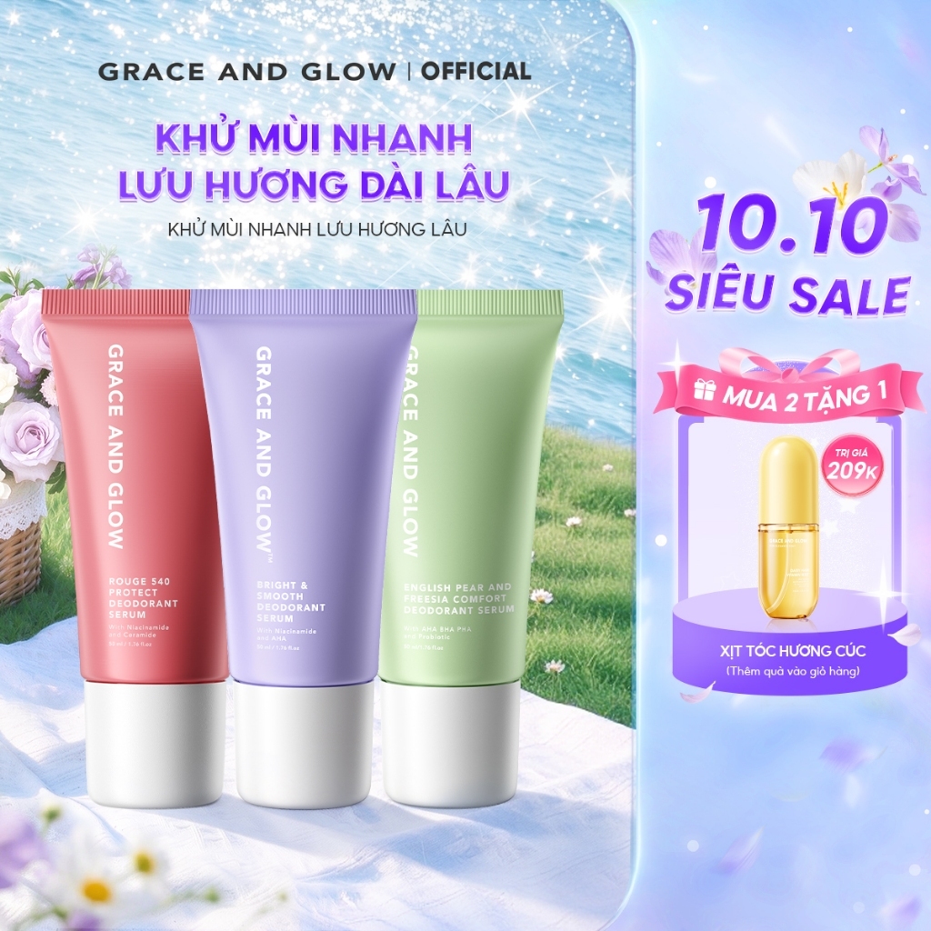Lăn khử mùi Grace and Glow Black Opium Smooth Deodorant Serum Lăn Nách Sáng Da Ngăn Mồ Hôi với Niacinamide AHA 50ml