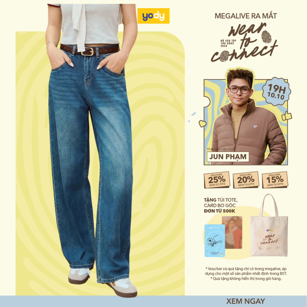 [BST THU ĐÔNG 2026] Quần Jeans Nữ Yody dáng Barrel Light Weight ống rộng hiện đại TRA - WCJE26A013