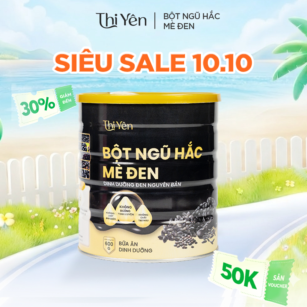 Bột Ngũ Hắc Mè Đen Dưỡng Sinh Thi Yên 600g/ Lon - Bữa Sáng & Bữa Phụ Tiện Lợi, Dinh Dưỡng Cho Tóc & Giấc Ngủ