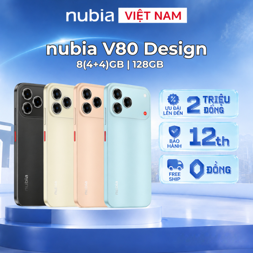 Điện thoại di động Nubia V80 Design (4+4)GB/128GB I Màn hình 6.75" 120Hz I Độ sáng 1000nits I Hỗ trợ NFC | Bảo hành 18TH