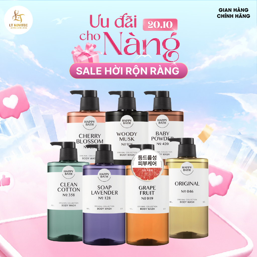 Sữa Tắm HAPPY BATH Tẩy Da Chết Nhẹ Nhàng, Giúp Da Đều Màu Trẻ Hóa, Sữa Tắm Dưỡng Trắng Cấp Ẩm