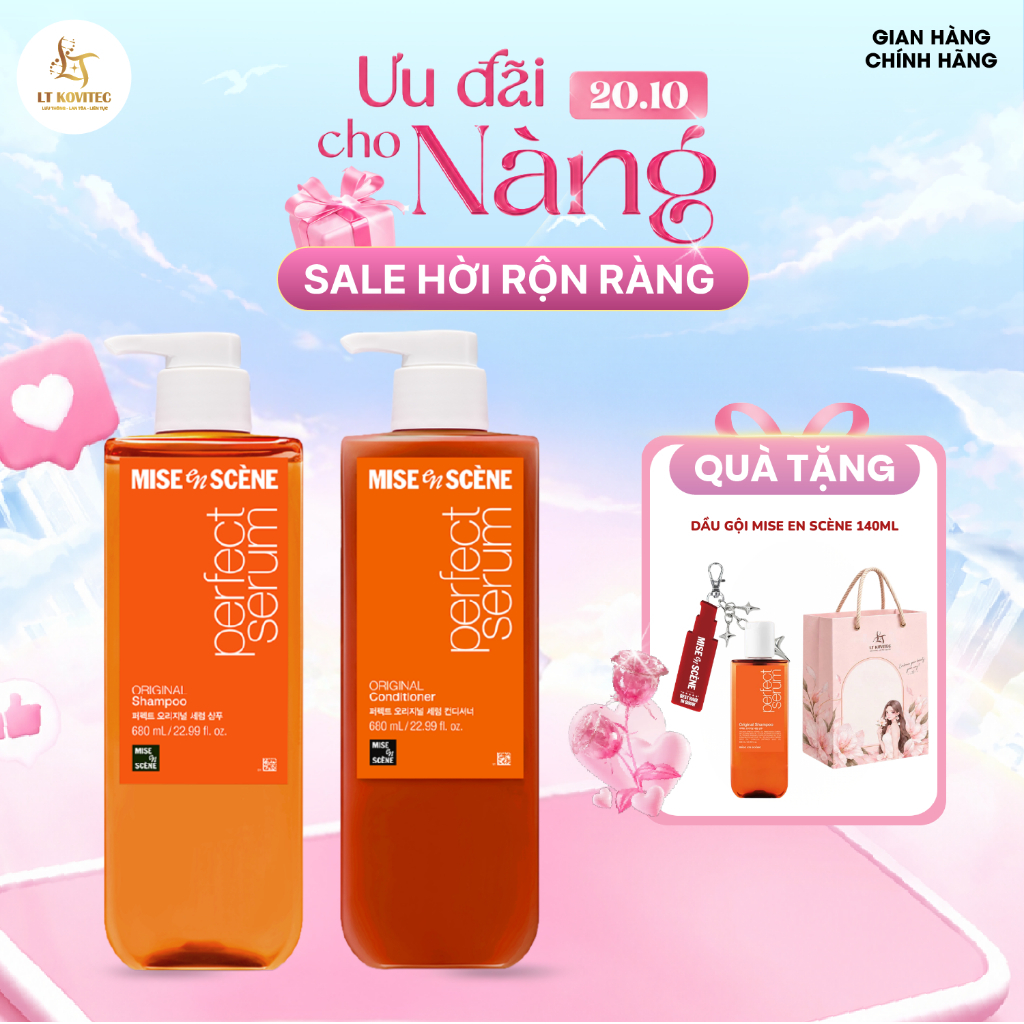 [SIZE LỚN] Dầu gội, Dầu Xả mise en scène  680ml  phục hồi hư tổn, giúp tóc suôn mềm, bồng bềnh
