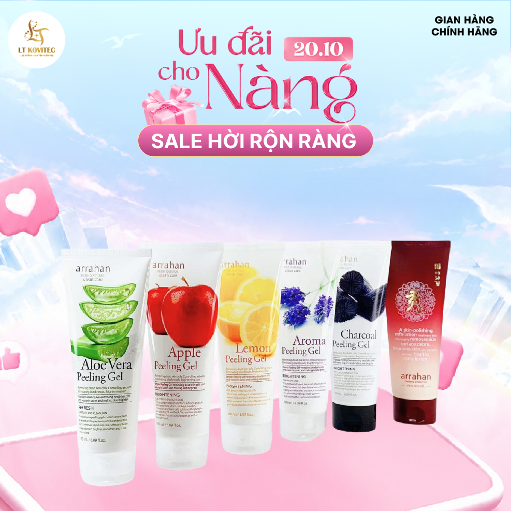 [HÀNG CHÍNH HÃNG] Gel Tẩy Da Chết Arrahan Hoa Quả Làm Trắng Da, Loại Bỏ Lớp Sừng Giúp Da Ẩm Mịn180ml